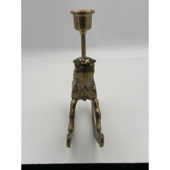 Vintage Brass Rocking Horse Candle Holder 6.7" x 1.6" and 6.7" tall - Picture 10 of 11